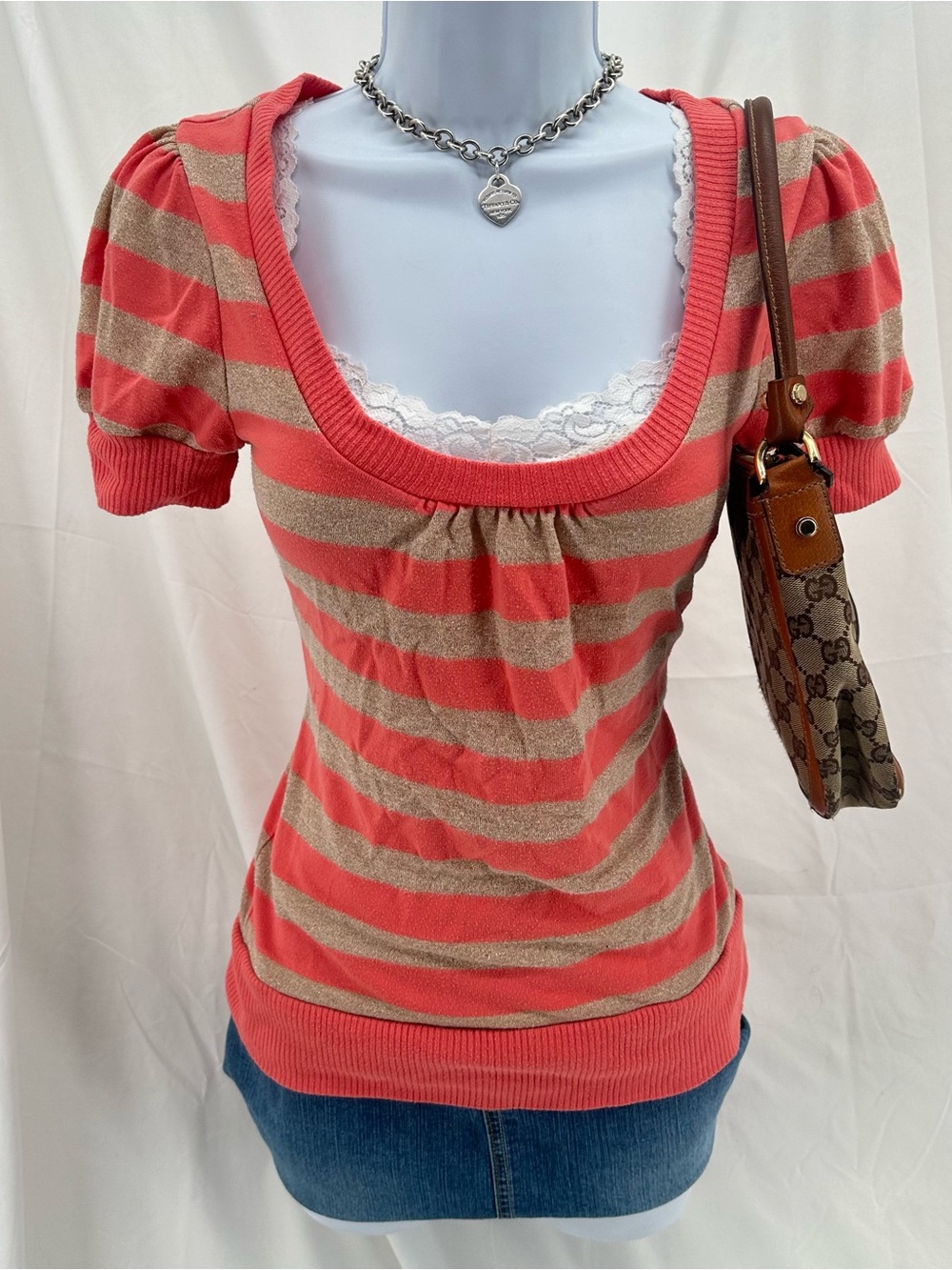 Coquette Striped Y2K Elena Gilbert Core No Boundaries Short Sleeve Top